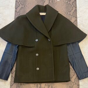 Etienne Aigner Olive and Black Cape Coat